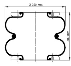 39.88.777.91412 - 2 Katlı Körük Komple D250mm T245 BV 92141